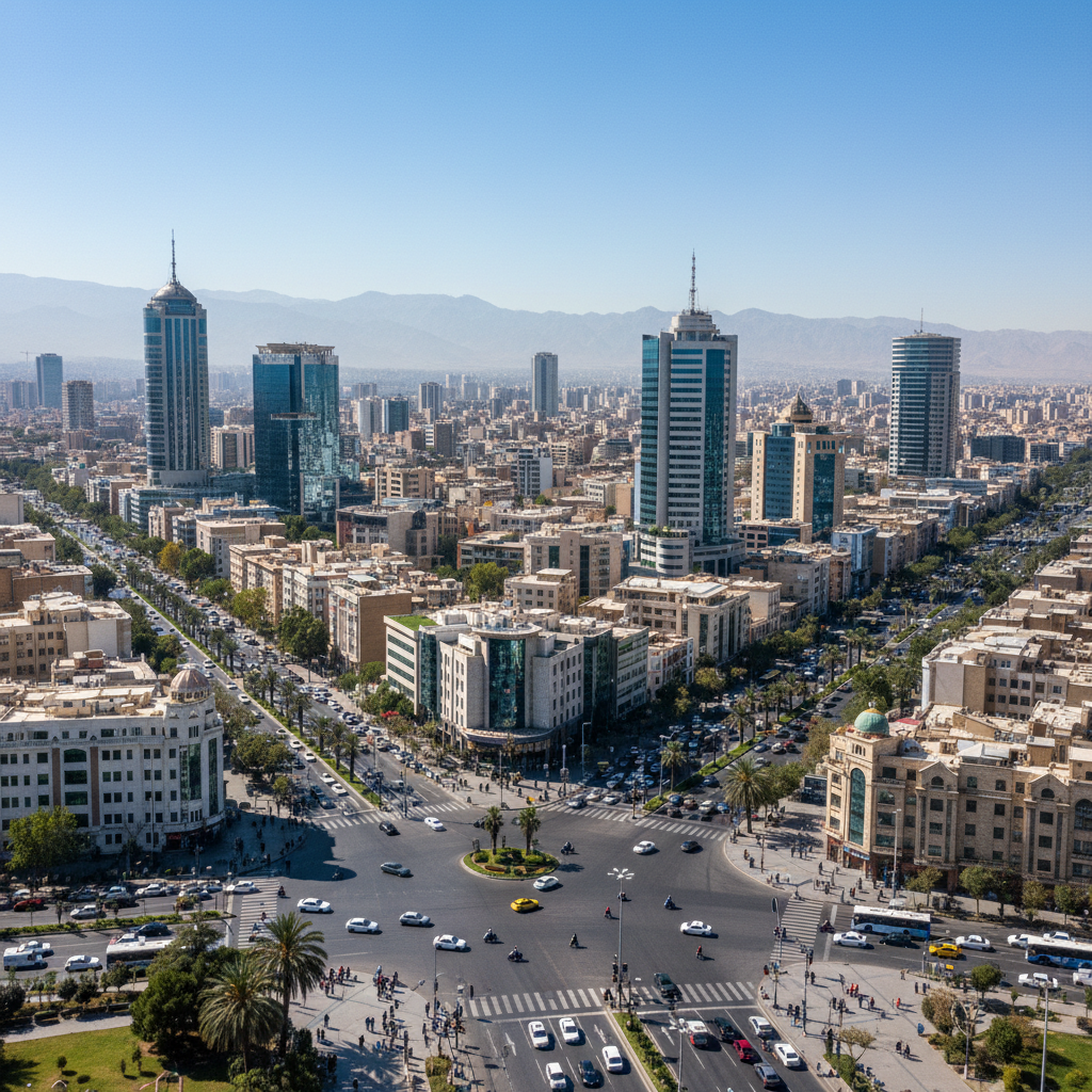 Thành phố Tehran dưới ánh nắng ban mai, nơi chịu nhiều tác động từ các biến động chính trị thế giới.
