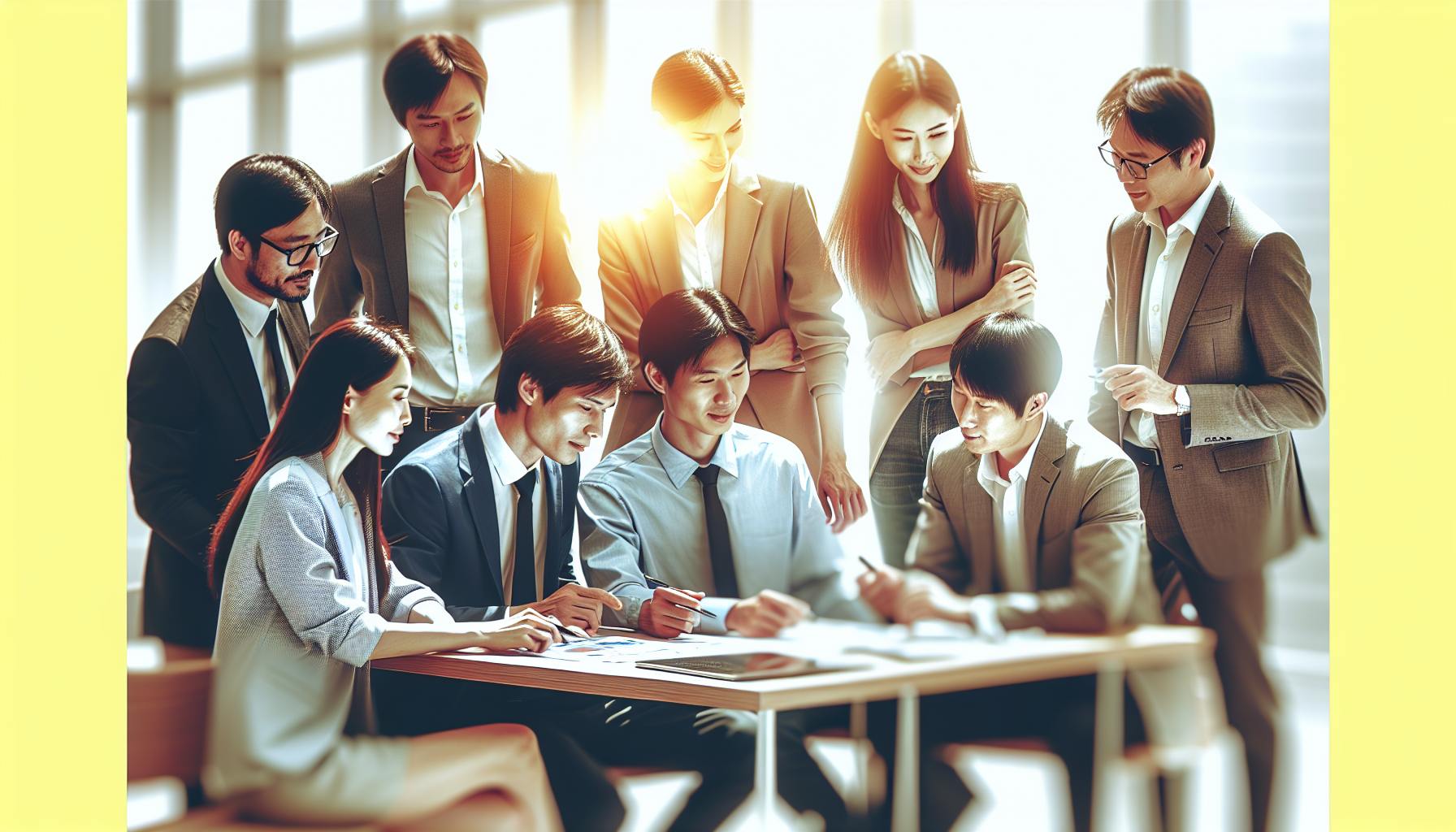 Nhóm làm việc châu Á thảo luận dự án trong ánh sáng tự nhiên